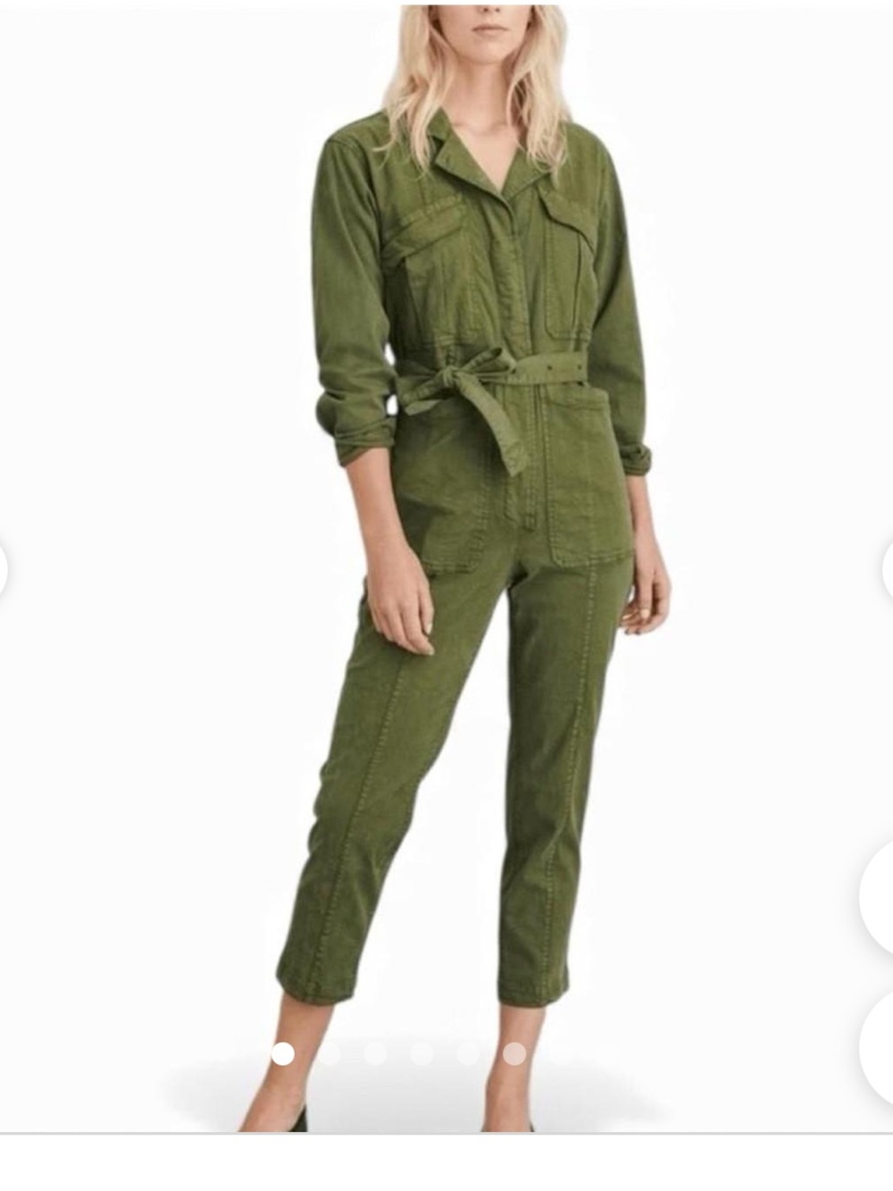 Alex Mill Olive Green Belted Utility Jumpsuit
